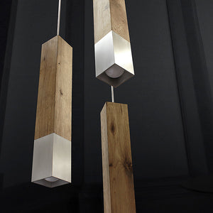 Handmade Wooden Light with Aluminum Shade by Piece Of Grain