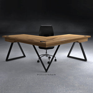 Solid Walnut L-shaped desk by PieceOfGrain