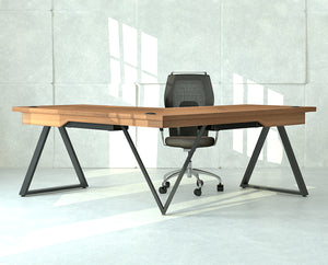 Custom Made Walnut Office Desk, Computer Desk, Desk With Metal