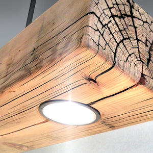 Sustainable Wood Beam Spot LED Pendant Light Fixture by Piece Of Grain