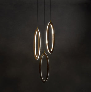 Handmade wood LED pendant light set by Piece Of Grain